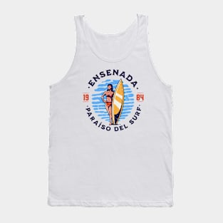 Vintage Ensenada, Mexico Surfer's Paradise // Retro Surfing 1980s Badge B Tank Top